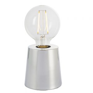 The Mono Table Light features a modern, conical design in a chrome plated finish.