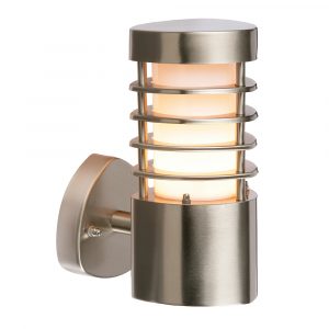 The Bliss wall light features a clean and modern design with a brushed stainless steel finish. IP44 rated and safe for outdoor use.