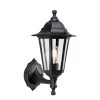 The Bayswater wall light is a traditional upright black wall lantern, made from polypropylene with a clear glass shade. IP44 rated and suitable for outdoor use. Shows the front view of the light.